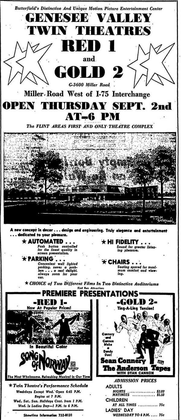 Genesee Valley Cinemas - Sept 1971 Ad (newer photo)